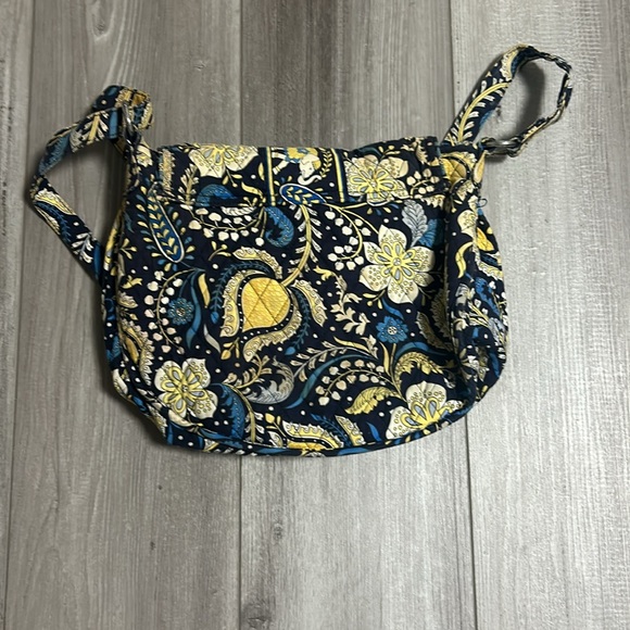 Crossbody Bag Vera Bradley Hipster Yellow & Blue Elephant Pattern Purse Magnet - Picture 6 of 6